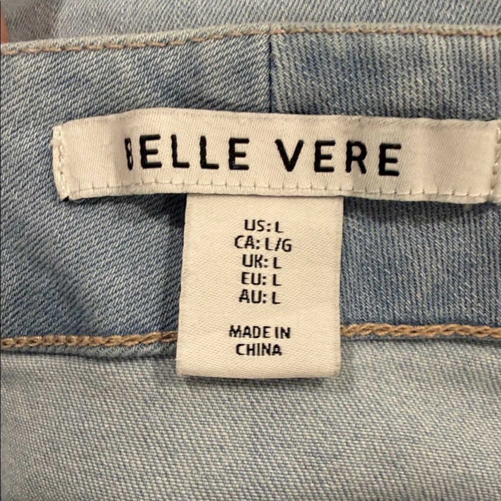 Belle Vere Anthropologie Light Blue Denim Full A-Line Cottagecore Skirt Size L - Picture 5 of 10